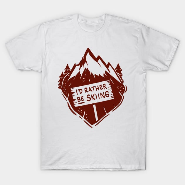 Funny Skiing T-Shirts and Gifts - I´d rather be skiing T-Shirt by Shirtbubble